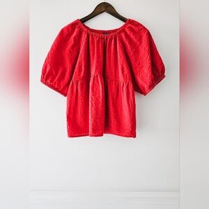 Puff-Sleeve Babydoll Swing Blouse